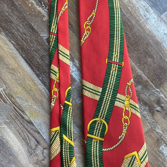 Polo Ralph Lauren silk hand made in USA red green rare tie - Picture 3 of 9